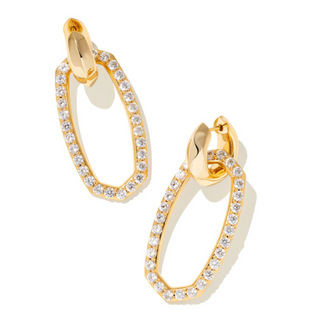 Kendra Scott Danielle Convertible Link Earrings Gold White Crystal