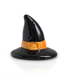 Black witch hat with an orange belt on a white background