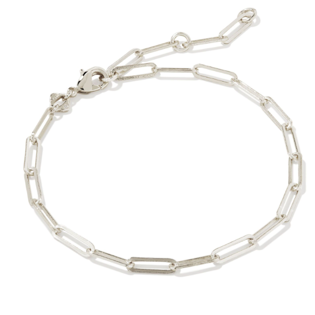 Silver chain bracelet on a white background
