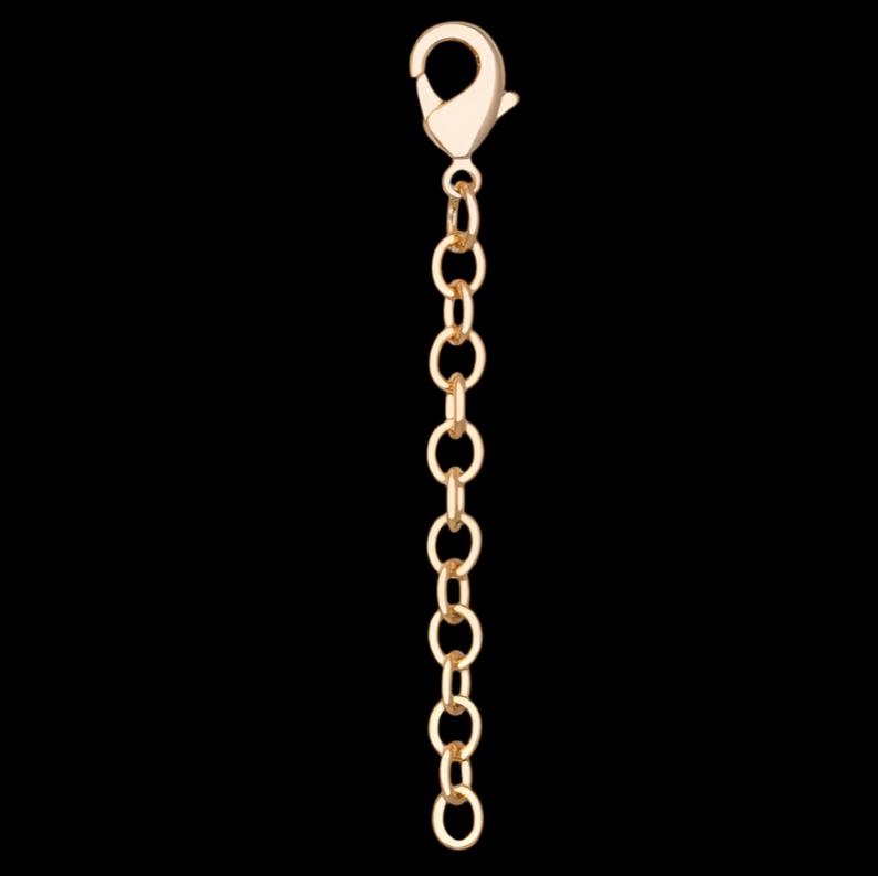 Gold chain with clasp on a black background