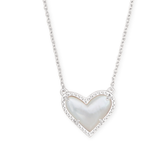 KENDRA SCOTT ARI HEART SHORT PENDANT ~ RHODIUM