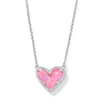 KENDRA SCOTT ARI HEART SHORT PENDANT ~ RHODIUM
