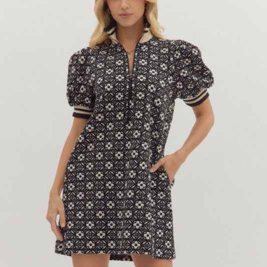 BLACK PRINT DRESS 28323