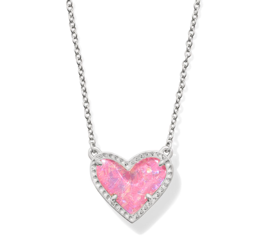 KENDRA SCOTT ARI HEART SHORT PENDANT ~ RHODIUM