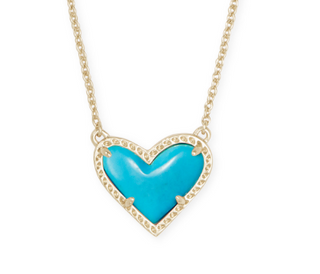 KENDRA SCOTT ARI HEART SHORT PENDANT ~ Gold NECKLACES