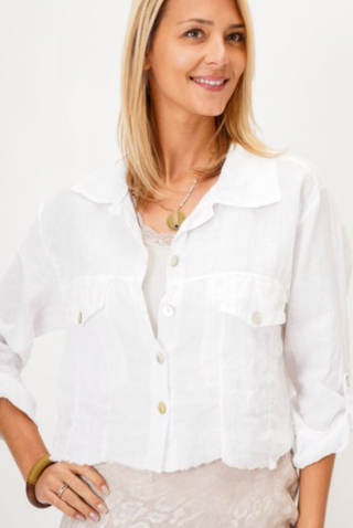 MADE IN ITALY LINEN FRAY EDGE JACKET 2233