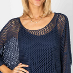 NAVY BLUE mesh top with round neck