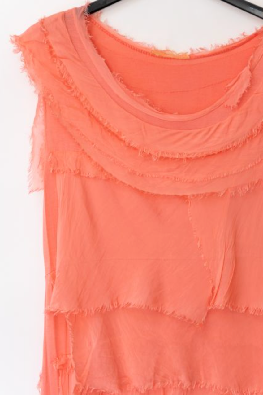 MADE IN ITALY SILK RUFFLE DRESS, LONG 2031