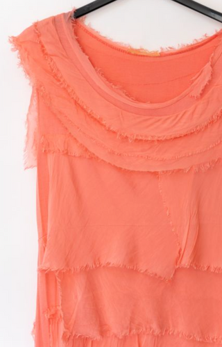 MADE IN ITALY SILK RUFFLE DRESS, LONG 2031