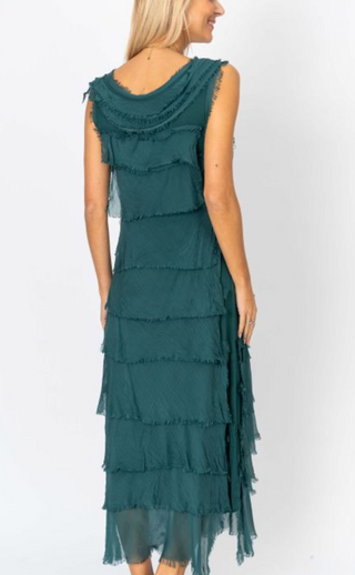MADE IN ITALY SILK RUFFLE DRESS, LONG 2031