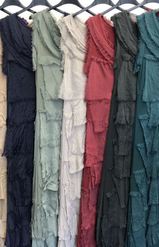 MADE IN ITALY SILK RUFFLE DRESS, LONG 2031