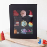 DISPLAY BOX THAT HOLDS 9 MINIS ON CUTTING BOARD.