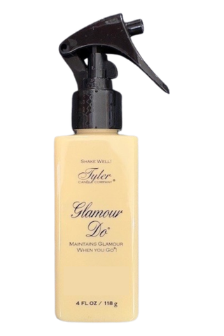 Shake Well Tyler Glamour Do hair product bottle on a white background