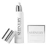 Shiny skincare product with silver cap and 'Shinery' branding on a white background