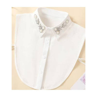 Diamond Studded Detachable Shirt Collar: Red2 / One Size
