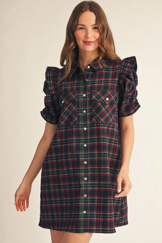 RESSA BLUE PLAID DRESS 15936
