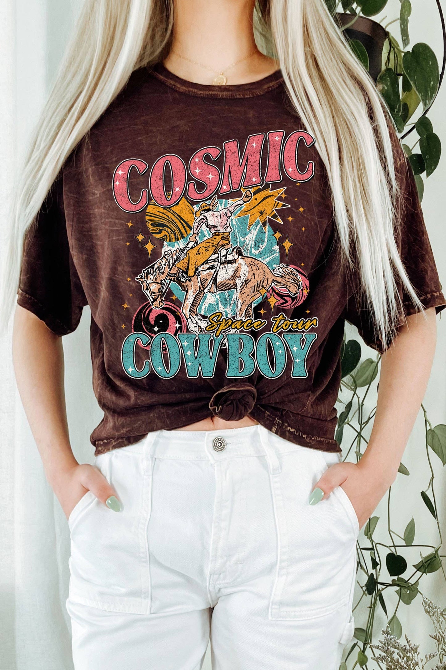 COSMIC COWBOY LONG CROP TOP : COCOA