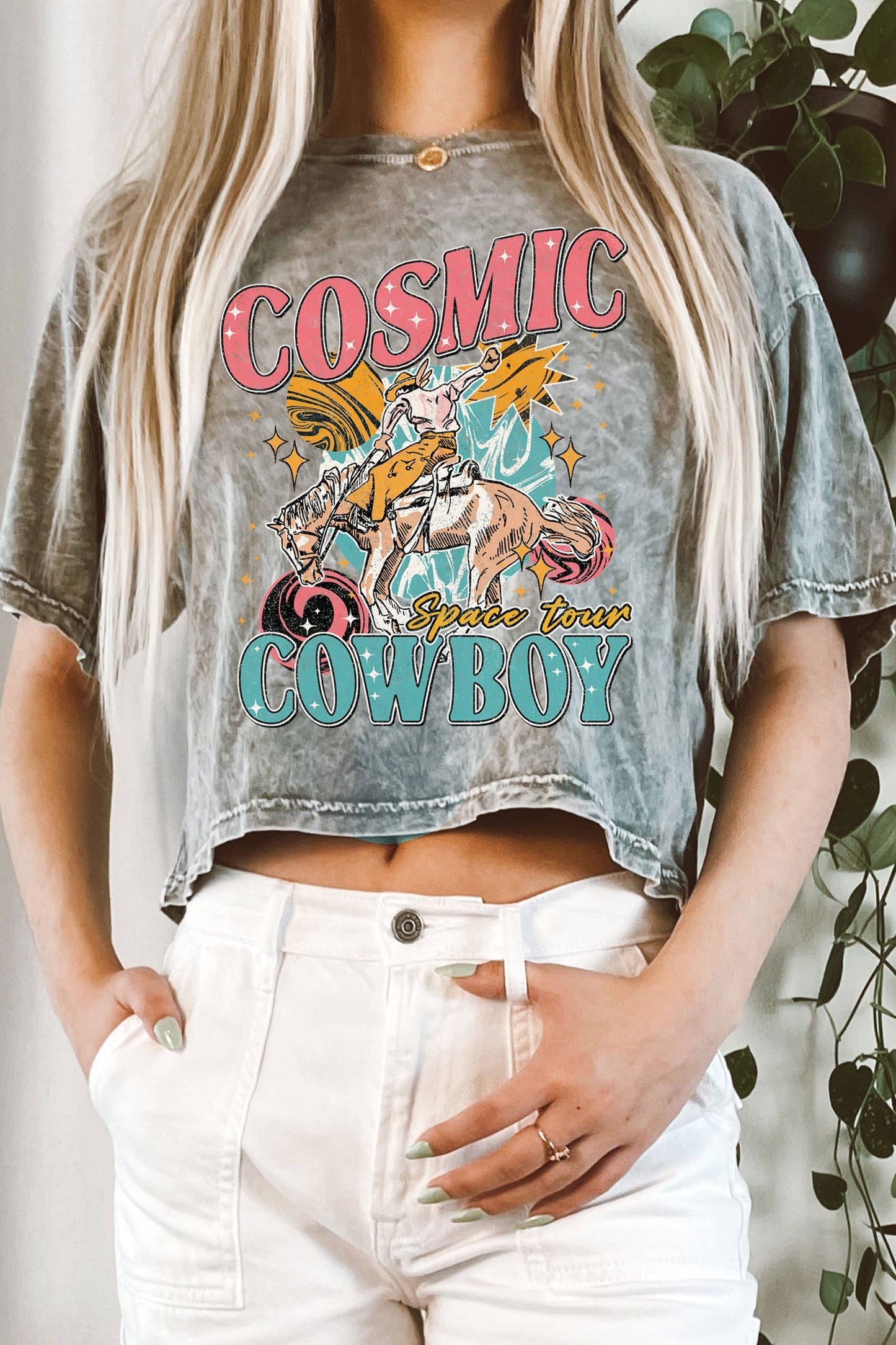 COSMIC COWBOY LONG CROP TOP : COCOA