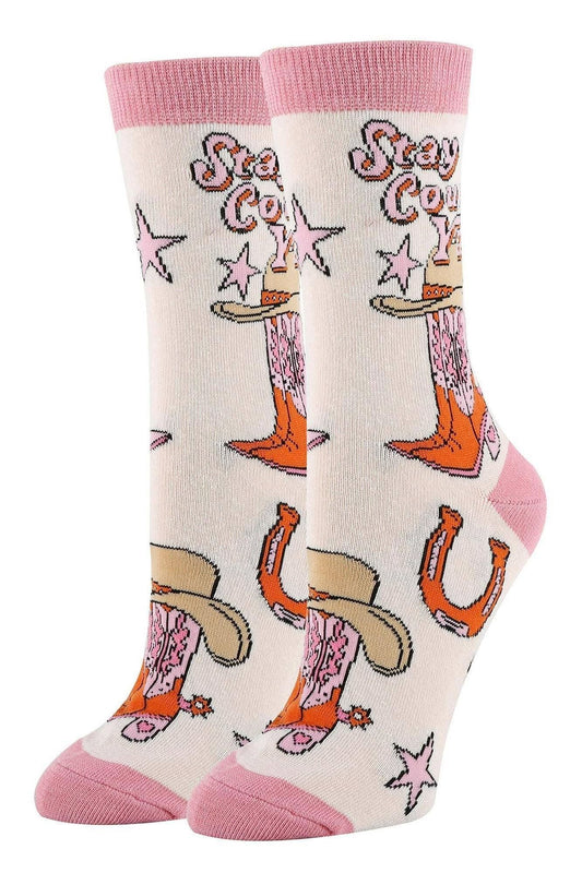 Giddy Up | Women's Western Fun Saying Crew Socks 23506
