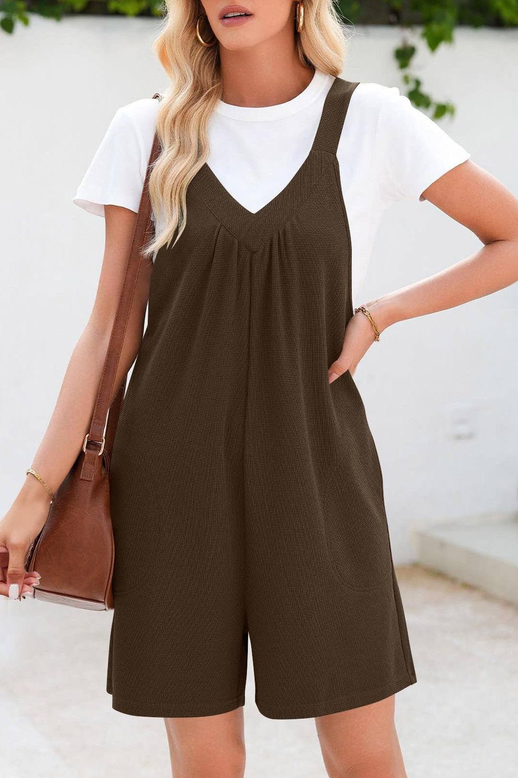 V-neck romper in Black 4523