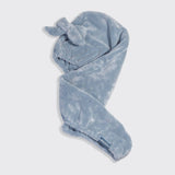 Microfiber Hair Towel with Bow - Blue
