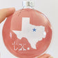 Waxahachie Texas State With Star See-Through Glass Ornament
