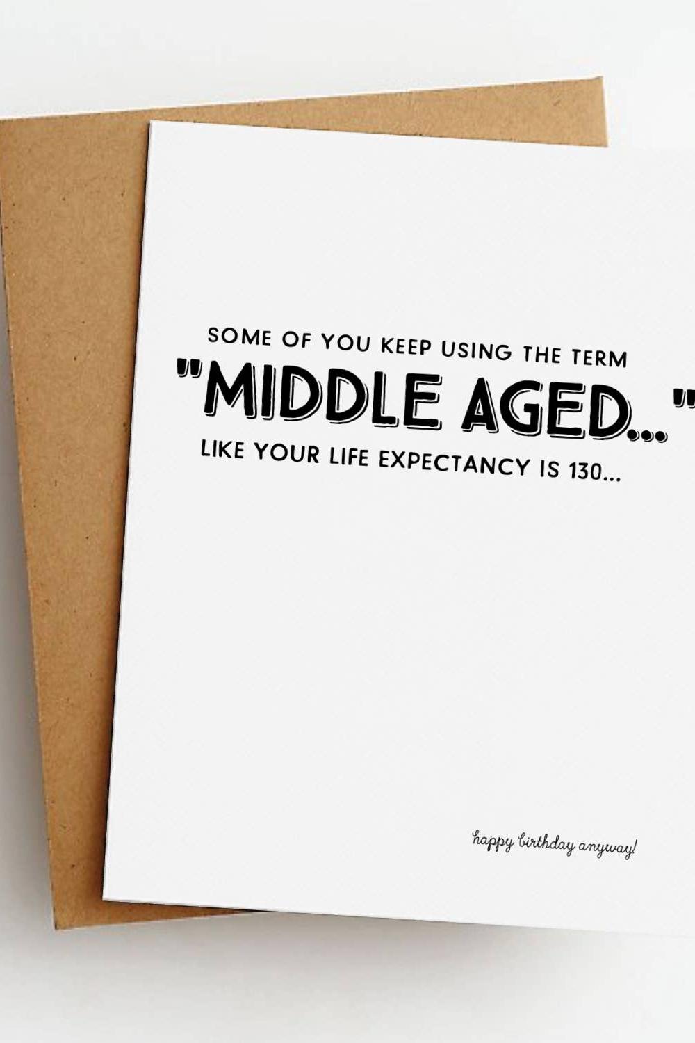 Greeting card with humorous text on a white background