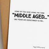 Greeting card with humorous text on a white background