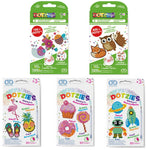 Five packages of Dotzies sticker books with various designs on a white background