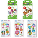 Five packages of Dotzies sticker books with various designs on a white background