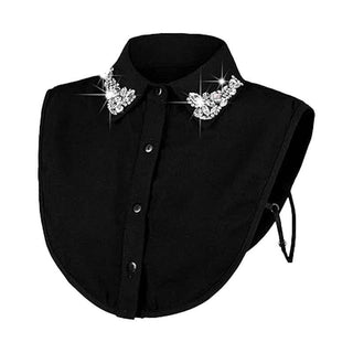 Diamond Studded Detachable Shirt Collar: Red / One_size