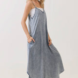 DENIM SLOUCHY FITTED JUMPSUIT - VJ3103A: MED WASH / S