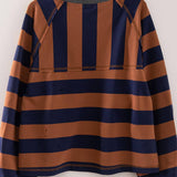 NT12828-Casual Stripe Cropped Top: PINK/SEAFOAM / S-M-L/2-2-2