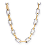 Two-tone gold and silver chain necklace on a white background