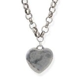BRACHA NECKLACE SILVER PUFFY HEART