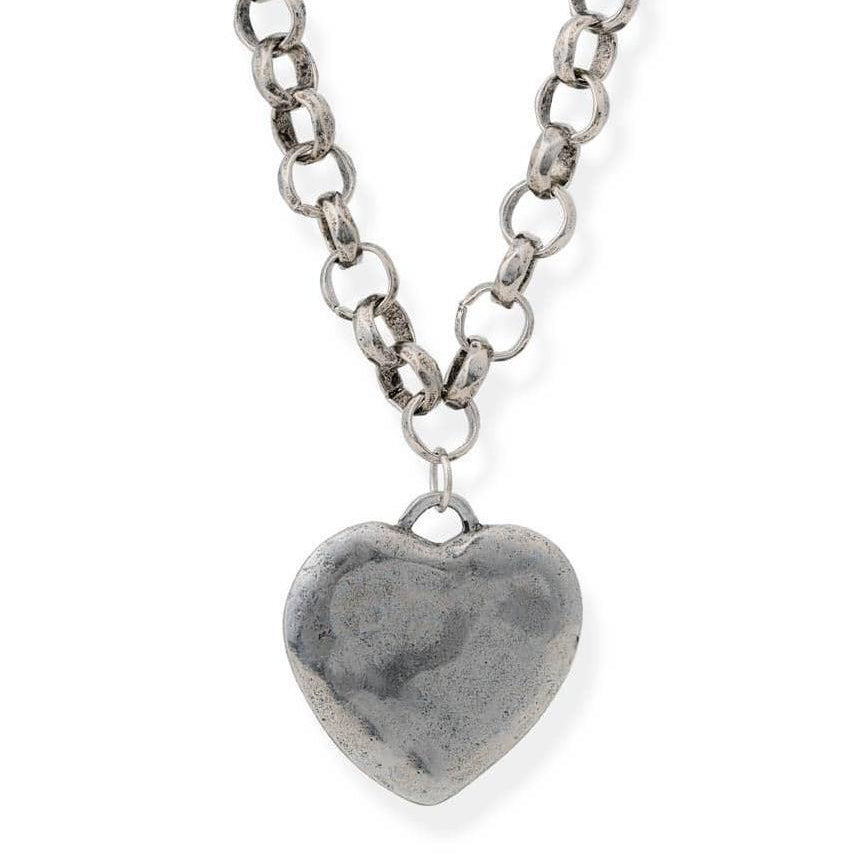 BRACHA SILVER PUFFY HEART NECKLACE