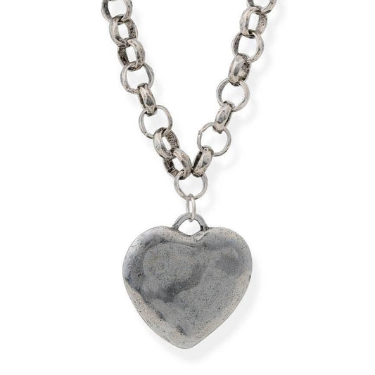 BRACHA SILVER PUFFY HEART NECKLACE