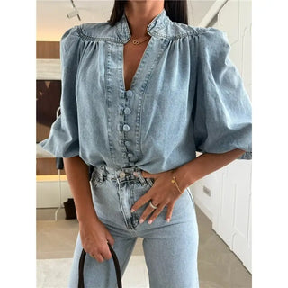 LYNETTE Denim Top ~LIGHT