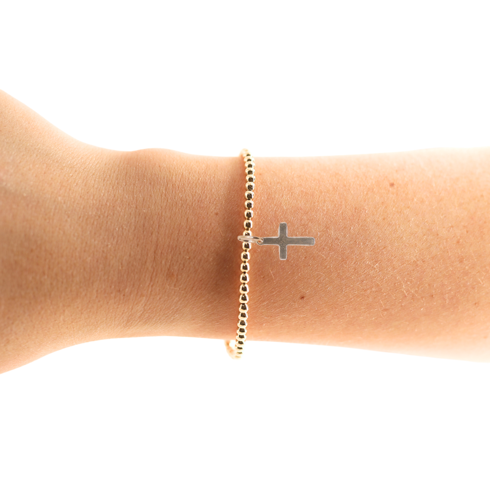 Cross Gold Charm Bracelet: Standard 6.75 inch