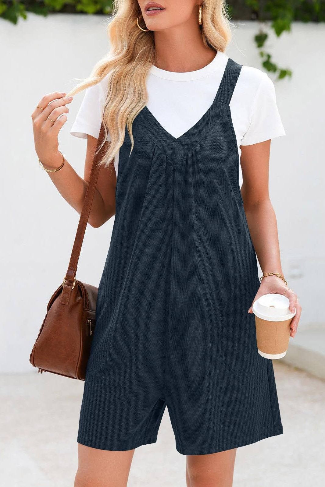 V-neck romper in Black 4523