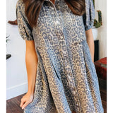 Leopard print dress with snaps
