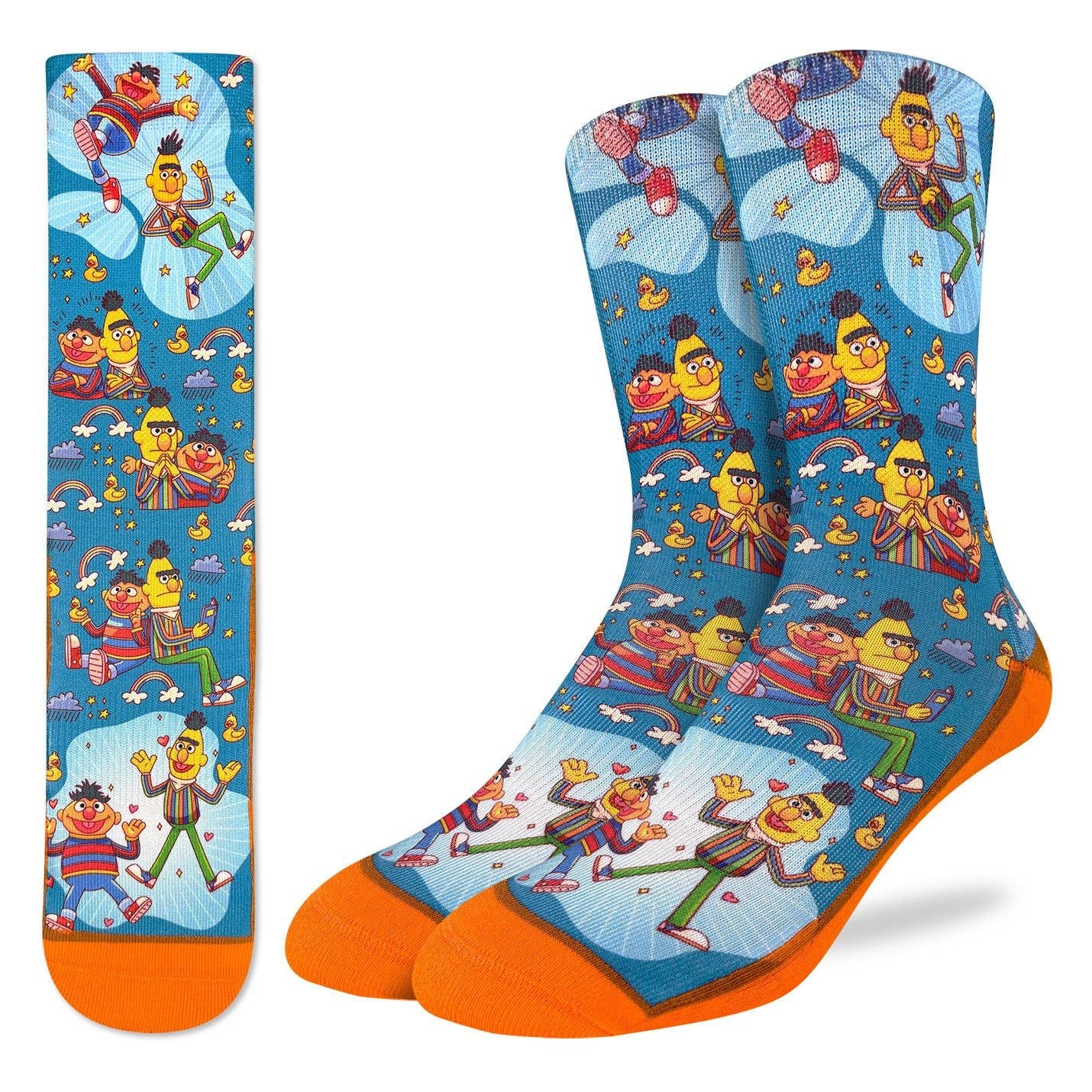 Men's Sesame Street, Bert & Ernie and Rainbows Socks: Shoe Size 8-13