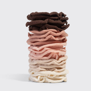 Fabric Petal Hair Elastics 10pc - Blush