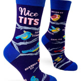 Nice Tits" Ladies' Novelty Crew Socks Featuring Cute Birds