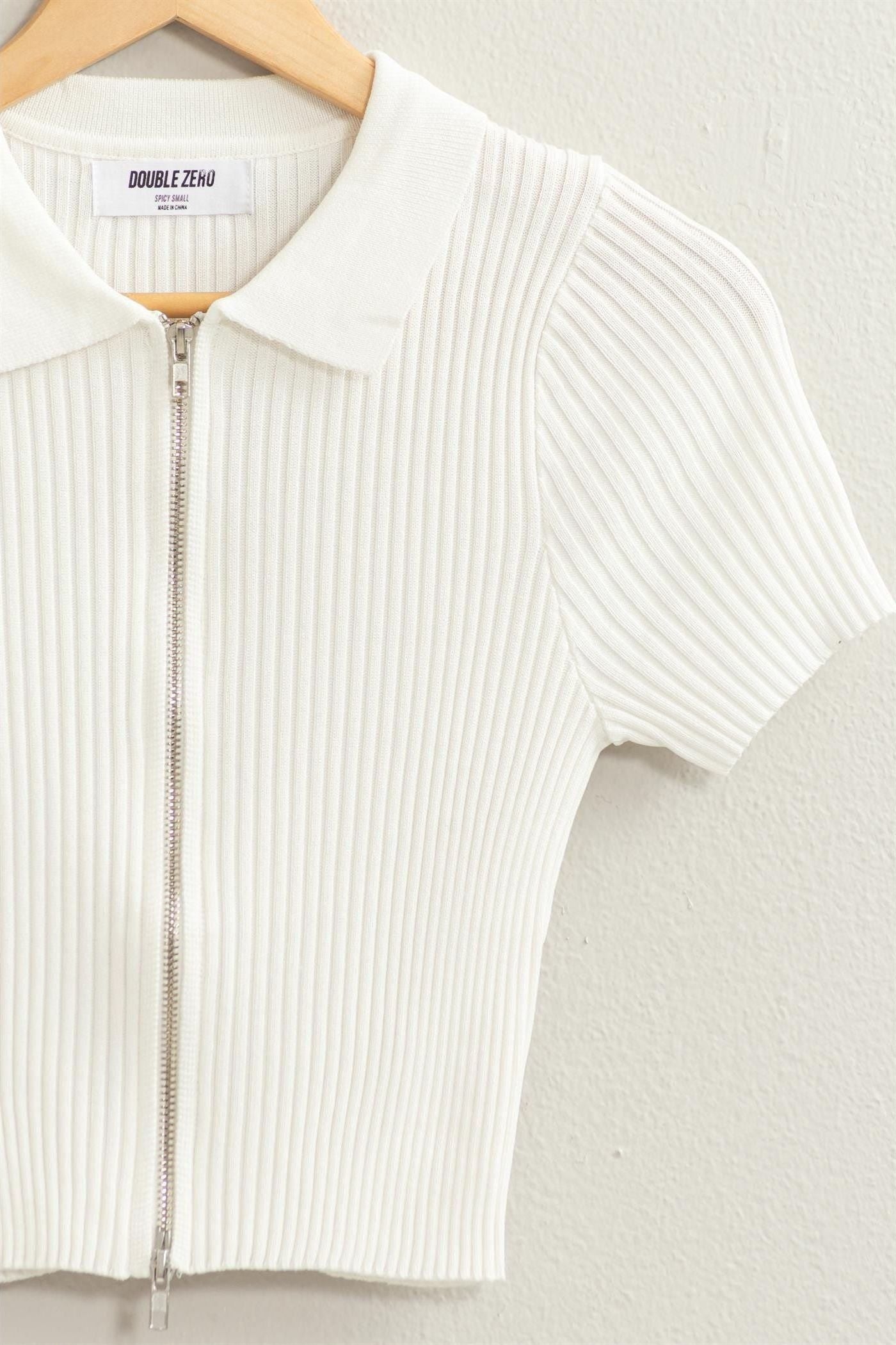 X SHORT TOP w/ZIPPER 754 White ~ LARGE