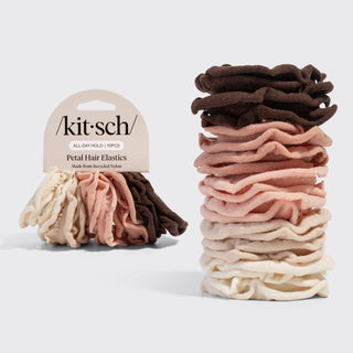 Fabric Petal Hair Elastics 10pc - Blush