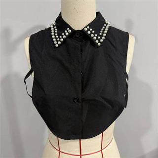 Diamond Studded Detachable Shirt Collar: LEOPARD / One Size