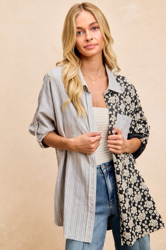 STRIPED FLORAL TOP 1770