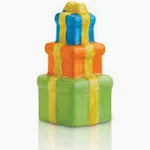 Stack of colorful gift boxes on a white background