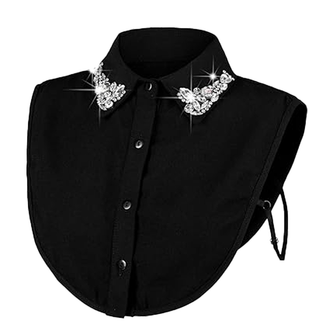 Diamond Studded Detachable Shirt Collar: LEOPARD / One_size